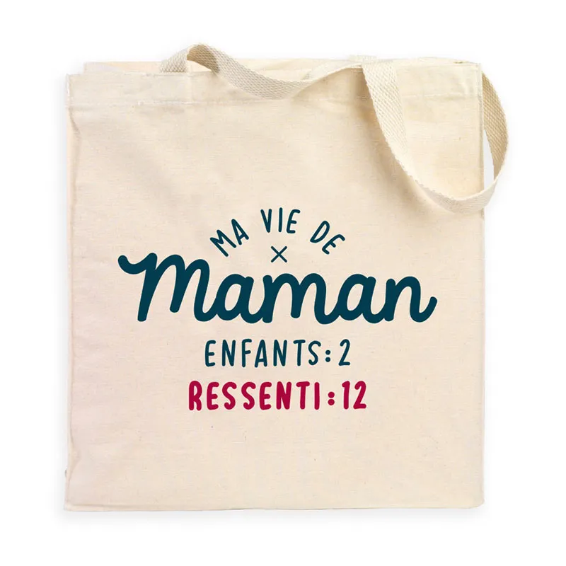 Totebag Ma vie de maman : enfants 2 ressenti 12 - Naturel-0