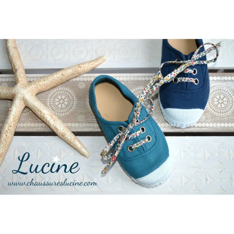 Chaussures baskets tennis en TOILES à lacets et élastiques - Bleu pétrole-1