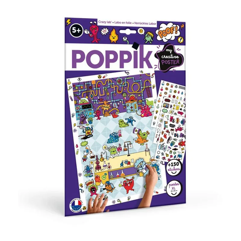 Poster créatif + 150 stickers Labo en folie - 5+-1