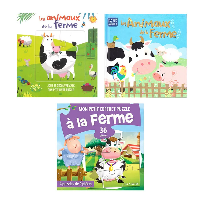 Livre puzzle + Livre poster + Coffret puzzle Animaux de la ferme - 3+-0