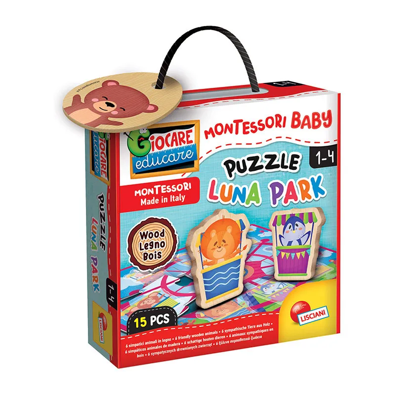Puzzle Bois Luna Park 15pcs Montessori Baby - 12m+-0