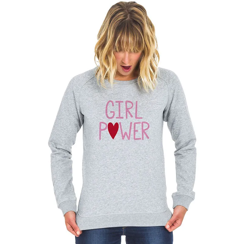 Sweat Femme Girl power mpt - Gris Chiné-0