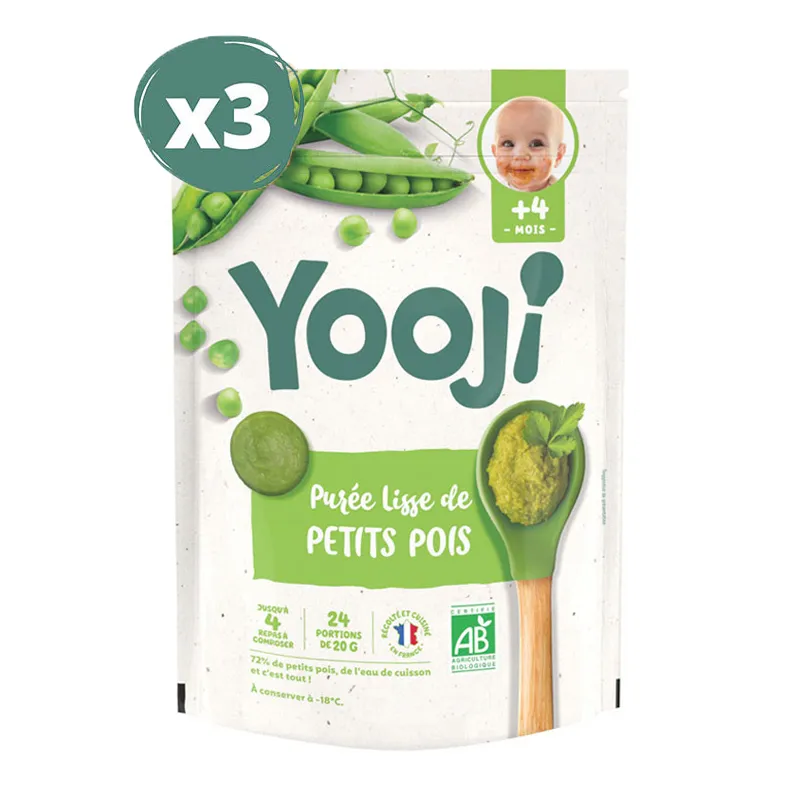 3x480g Purées de Petit Pois BIO - 12 repas - 4m+-0