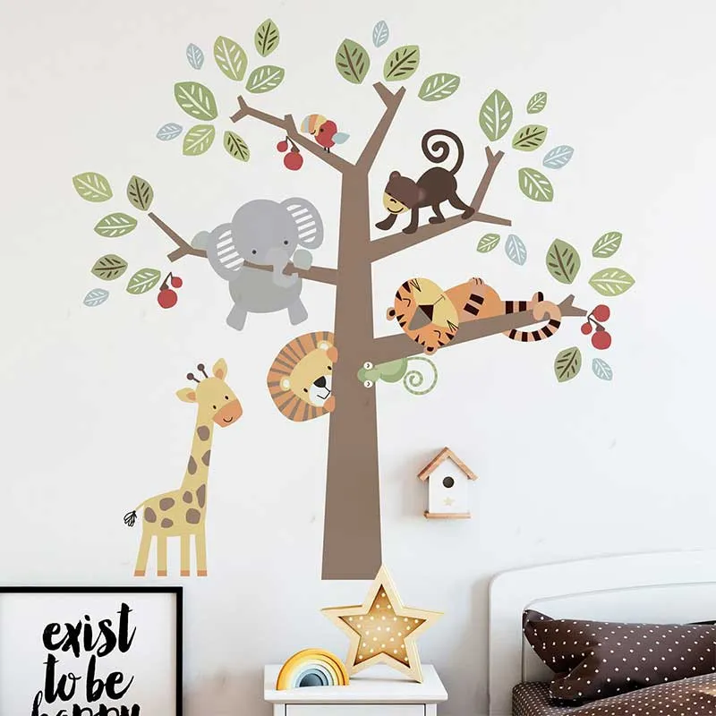 Stickers - Animaux de la jungle & Arbre des bois-1