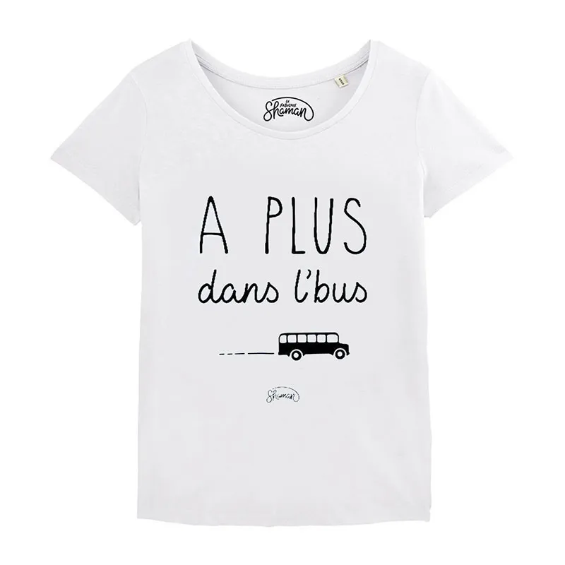 T-shirt Femme A plus dans l'bus BIO - Blanc-0
