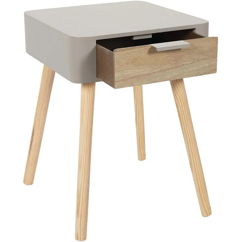 Table de chevet Taupe/Noir/Bois - 35x40x48cm-0