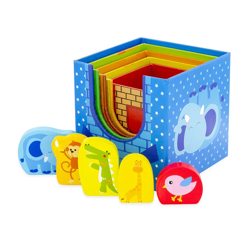 Cubes gigogne Animaux de la jungle + fig. 10pcs - 12m+-2