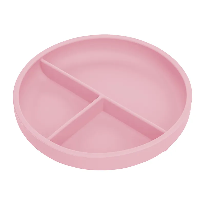 Assiette en silicone à ventouse - Rose-0