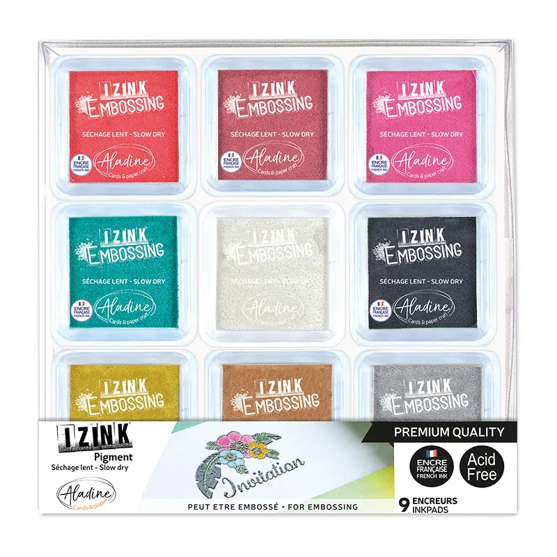 9 Encreurs Izink Pigment Pastel 5x5cm - 14+-0