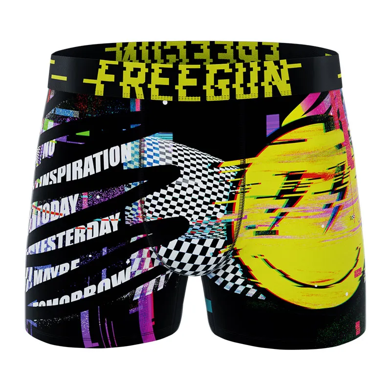 5 boxers homme Tech Glitchy - Noir/Jaune/Violet/Rouge-5