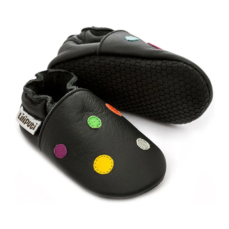 Chaussons souple Barefoot Cuir Souris - Noir-2