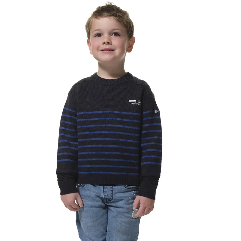 Pull Col rond renforts en toile Garçon - Marine/Bugatti-0