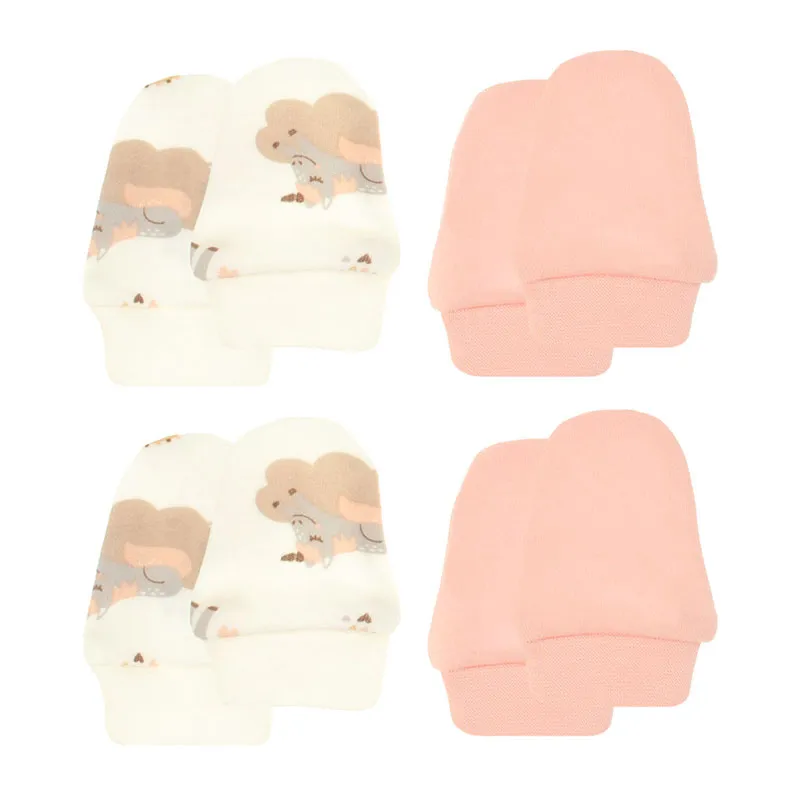 Moufles anti-griffures 4 paires Rosy - Blanc/Saumon-0
