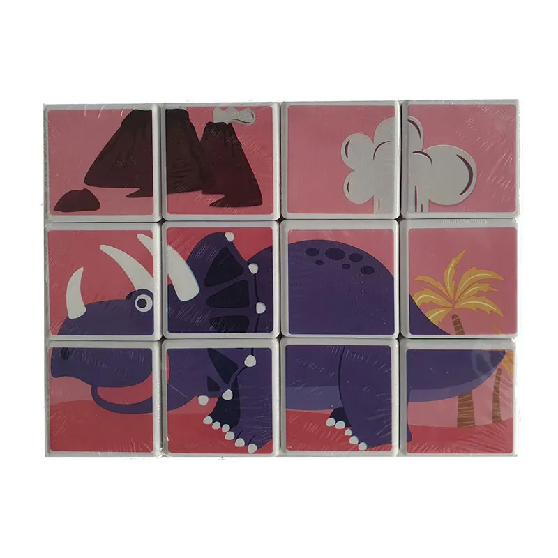 Puzzle cubes magnétiques Dinosaures 12pcs - 18m+-3