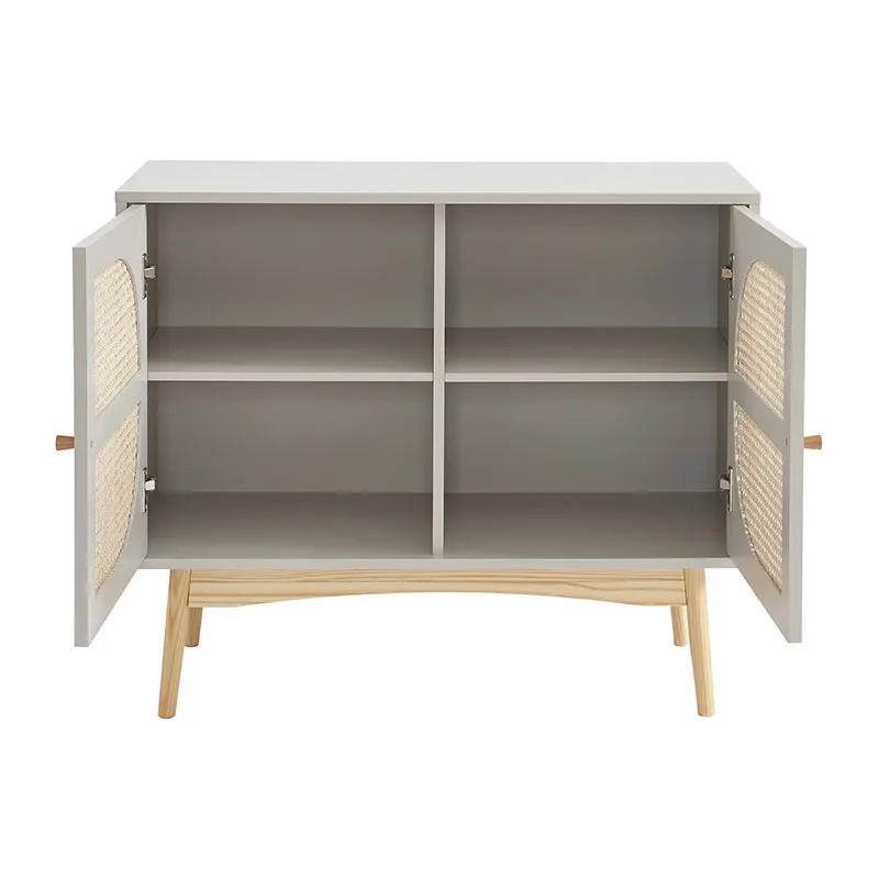 Buffet Sixtine Cannage Rotin Gris perle - 90x40x75cm-4
