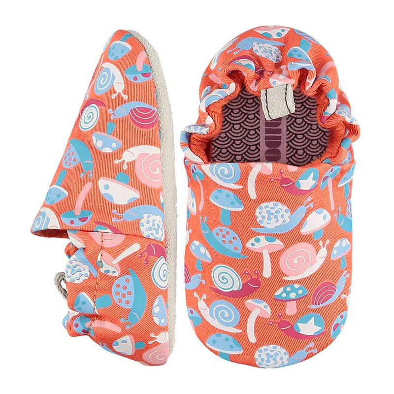 Chaussons Mini Shoes Escargot COTON - Orange/Bleu - POCO NIDO-0
