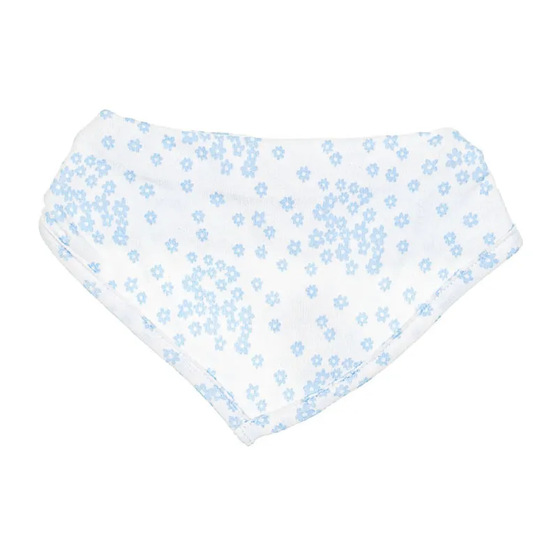 Bavoir bandana fille Fleurs - Blanc/Bleu-0
